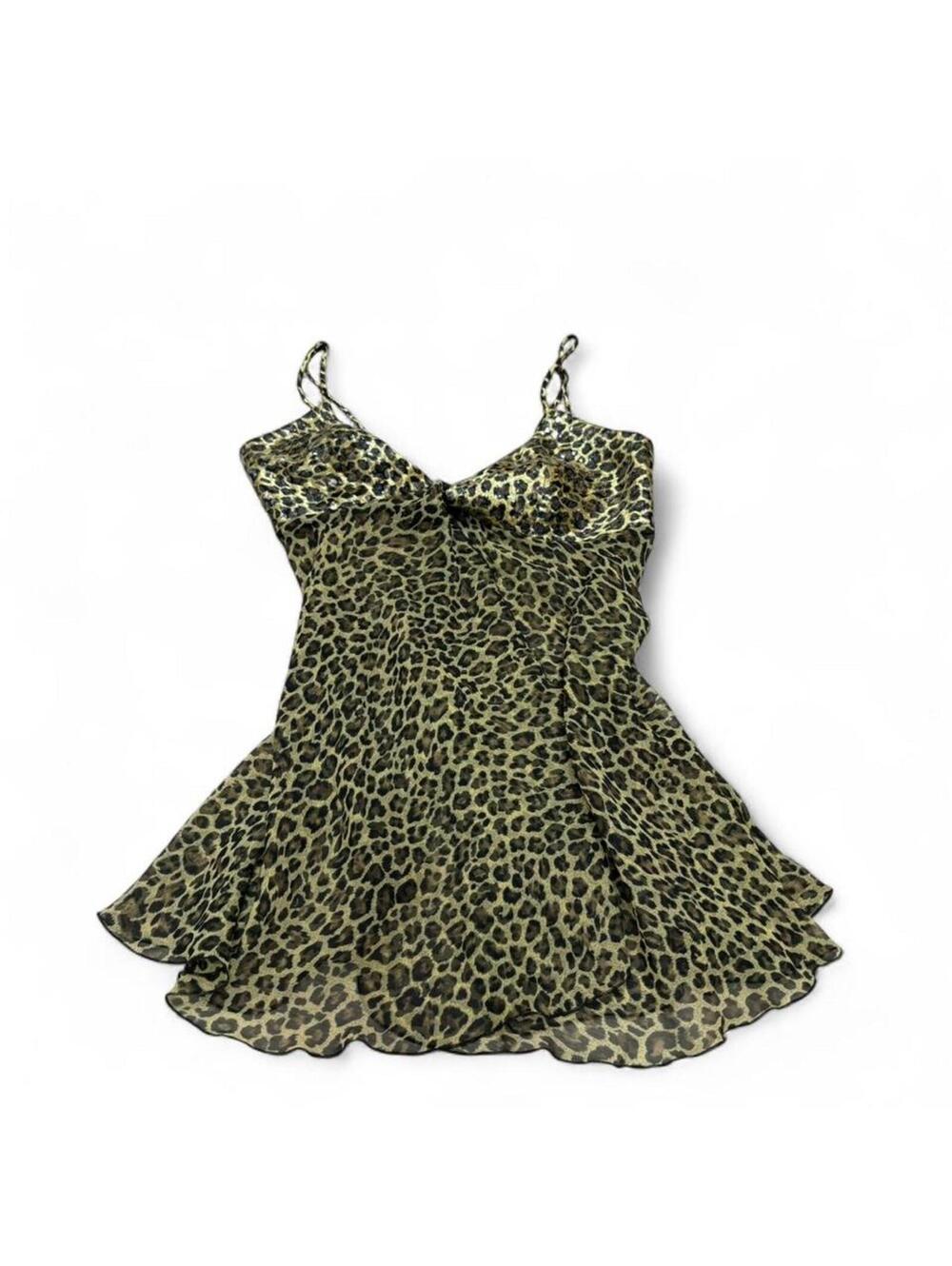 Y2K 90s Victoria's Secret leopard  slip dress